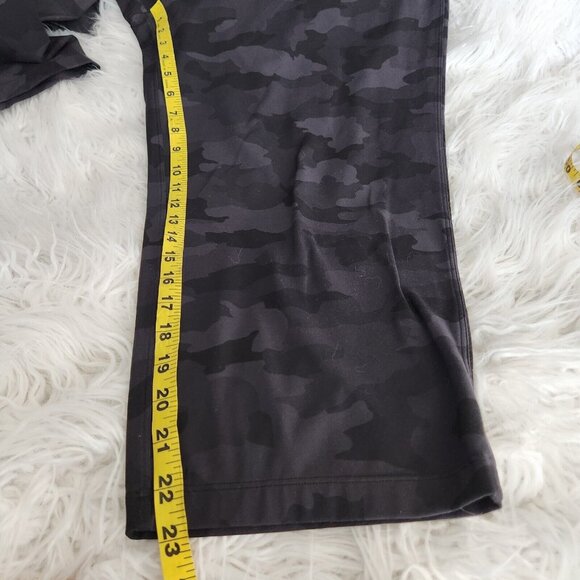 Lululemon Stretch High-Rise Crop Camo Pants Sz 14 LW6BOUS (34X23)‎ Black Gray - Picture 10 of 13